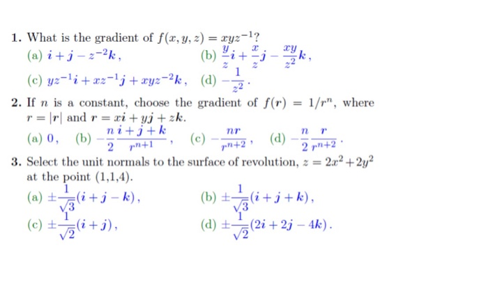 Solved 2 I Hj 2 1 What Is The Gradient Of F X Y Z Chegg Com