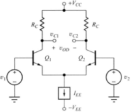 (a) What are the Q-points for the transistors in the amplifier in Fig. 1 if Vcc = 12 V, VEE = 12 V,...