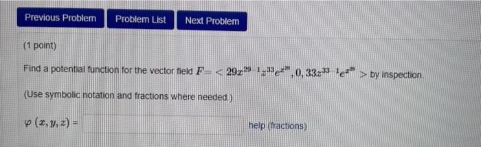 Solved Previous Problem Problem List Next Problem (1 Point) | Chegg.com