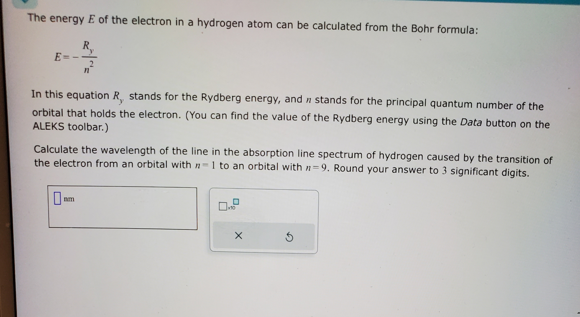 Solved The energy E ﻿of the electron in a hydrogen atom can | Chegg.com
