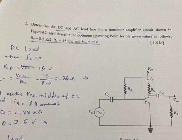 Solved 2. Determine the DC and AC load line for a transistor