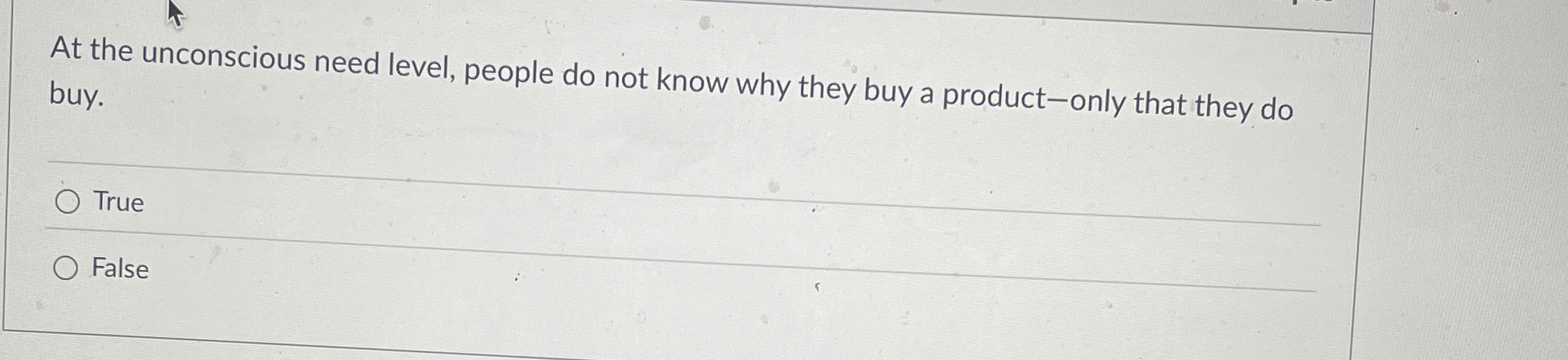 Solved At the unconscious need level, people do not know why | Chegg.com