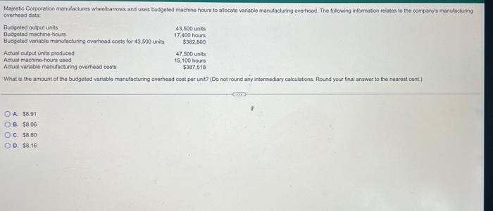 Solved A. 58.91 B. $8.06 C. 58.80 D. $8.16Nantucket had an | Chegg.com
