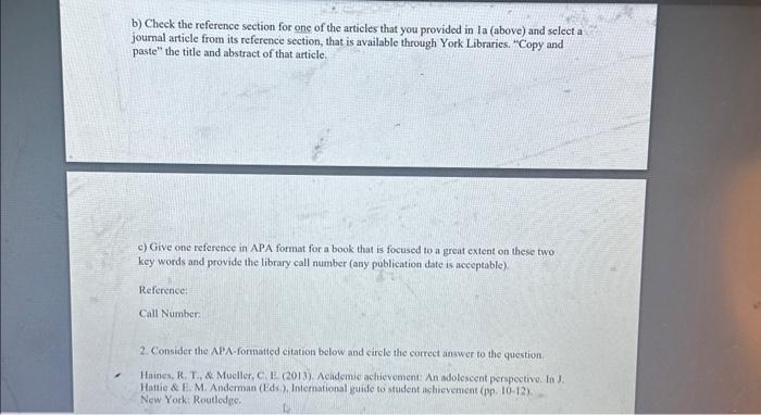 Solved b) Check the reference section for one of the | Chegg.com