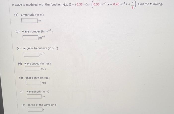 Solved A wave is modeled with the function y(x,t)=(0.35 | Chegg.com