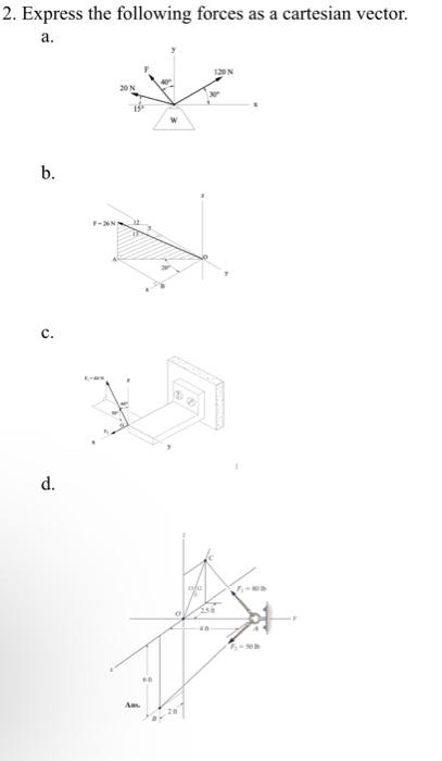 Solved 2. Express the following forces as a cartesian | Chegg.com