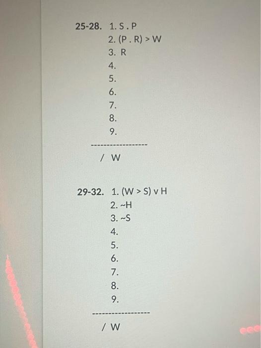 Solved 1-4. 1. B 2. -S > (B' R) 3. P 4. 5. 6. 7. 8. 9. 7 P.S | Chegg.com