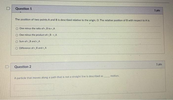 Solved The position of two points A and B is described | Chegg.com