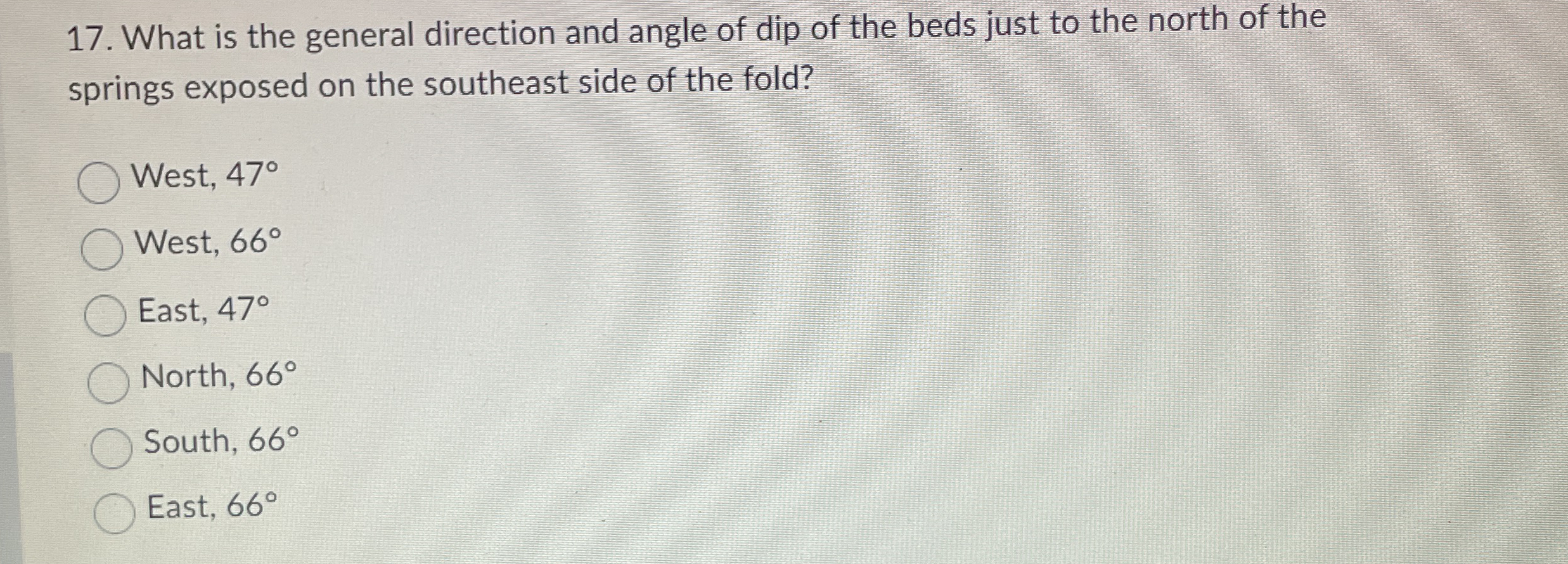 Solved What is the general direction and angle of dip of the | Chegg.com