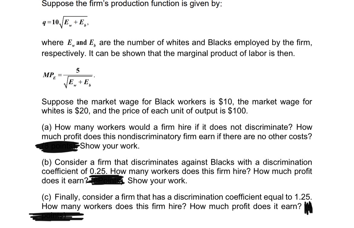 Solved Suppose the firm's production function is given | Chegg.com