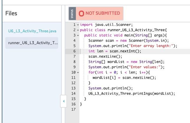 Solved Instructions In the U6_L3_Activity Three class, write | Chegg.com
