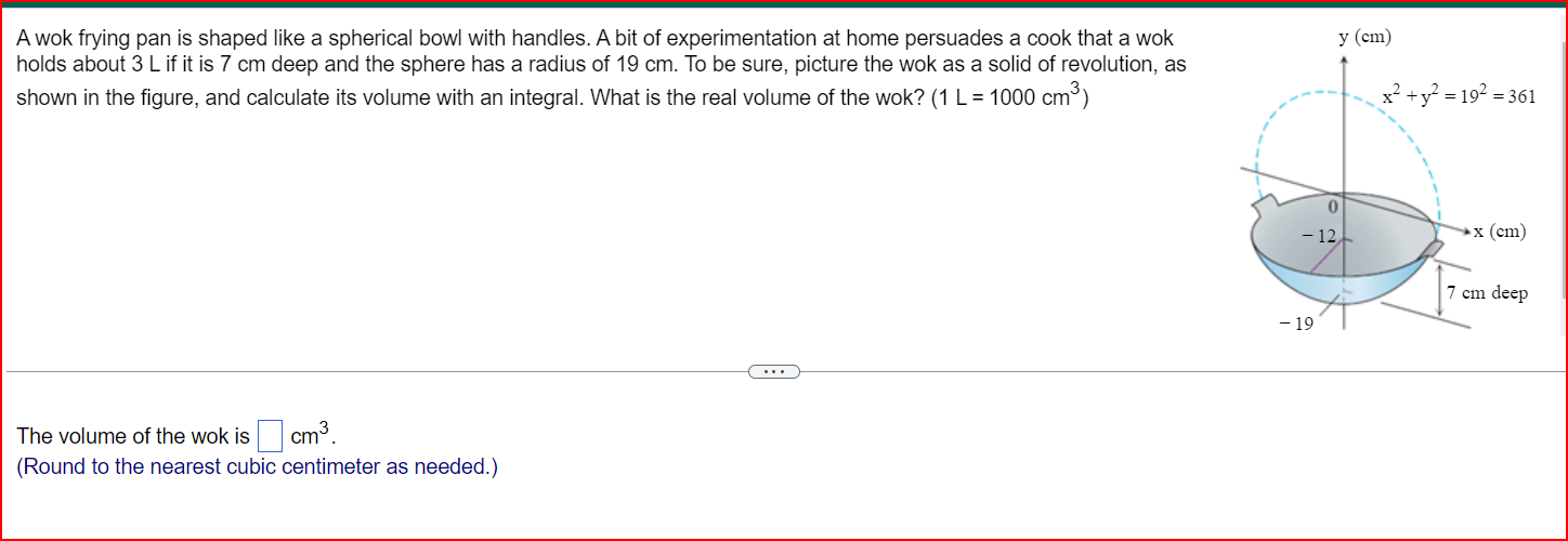 Solved A wok frying pan is shaped like a spherical bowl with