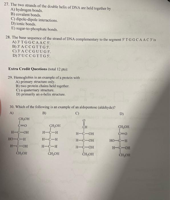 Solved 27. The two strands of the double helix of DNA are | Chegg.com