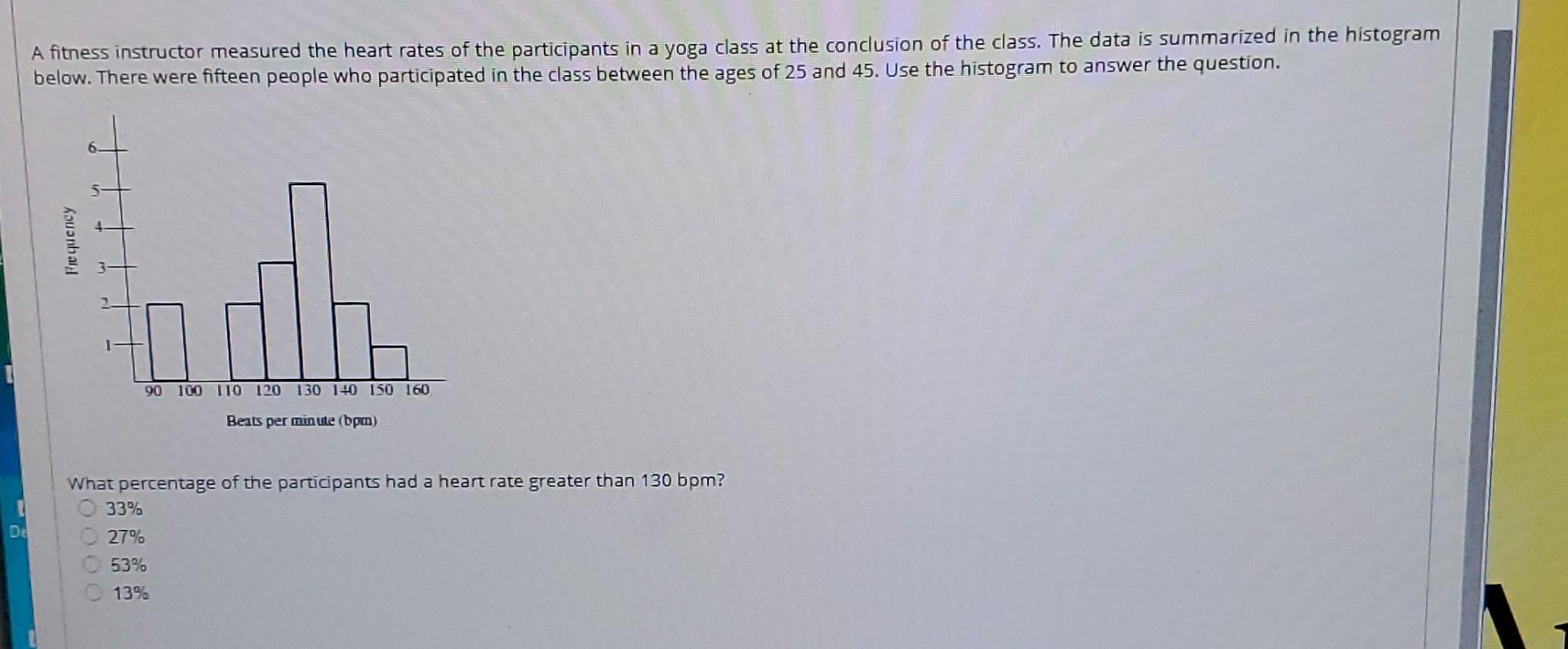 Solved A fitness instructor measured the heart rates of the | Chegg.com