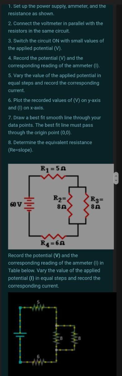 Solved 1. Set up the power supply, ammeter, and the | Chegg.com