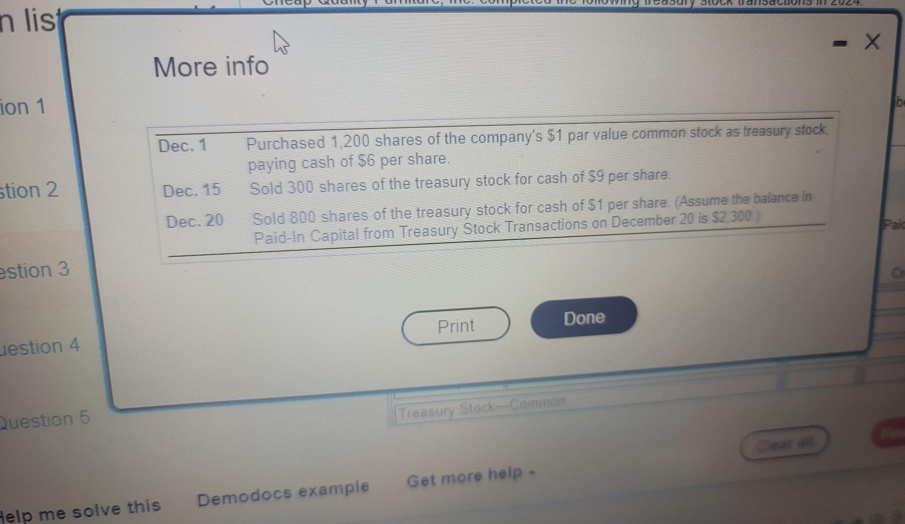 Solved More infoCheap Quality Furniture, Inc. completed the