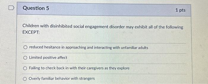 Solved Children with disinhibited social engagement disorder | Chegg.com