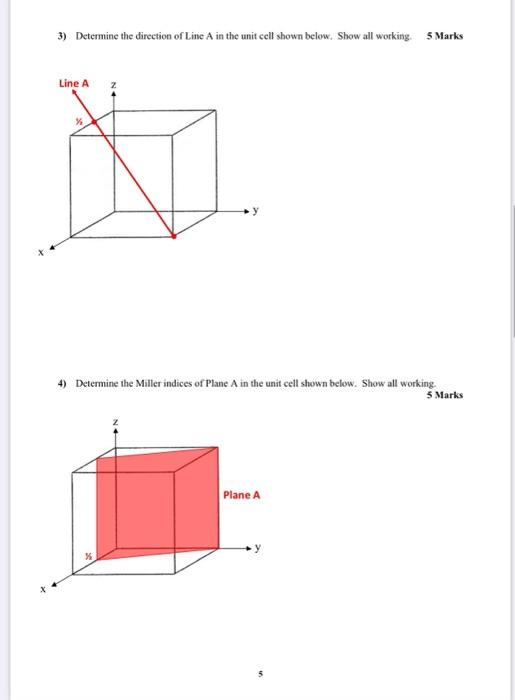 Solved 3) Determine the direction of Line A in the unit cell | Chegg.com