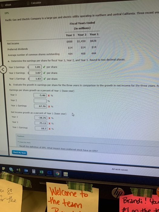 Solved Calculator EBook EPS Pacific Gas And Electric Company | Chegg.com