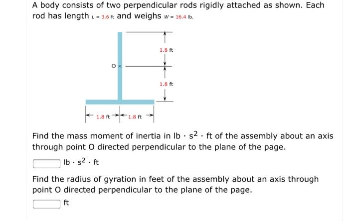 Solved A body consists of two perpendicular rods rigidly | Chegg.com