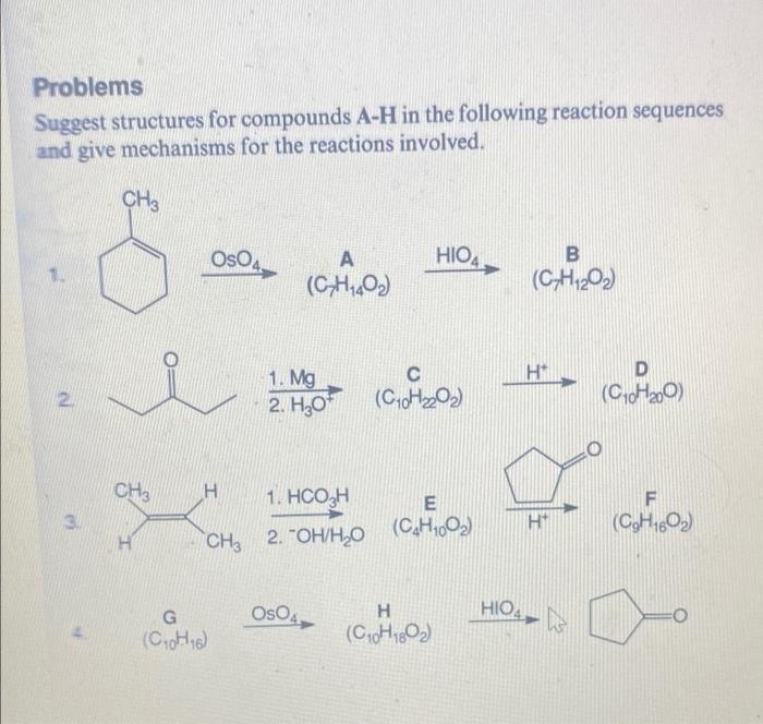Solved Problems Suggest structures for compounds A−H in the | Chegg.com