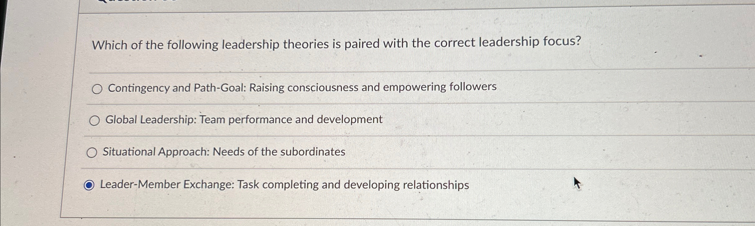 Solved Which Of The Following Leadership Theories Is Paired | Chegg.com