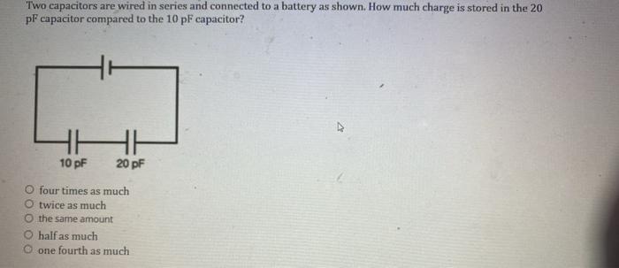 Solved Two capacitors are wired in series and connected to a | Chegg.com