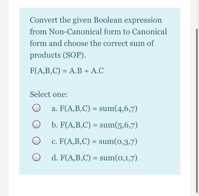 boolean expression in canonical form