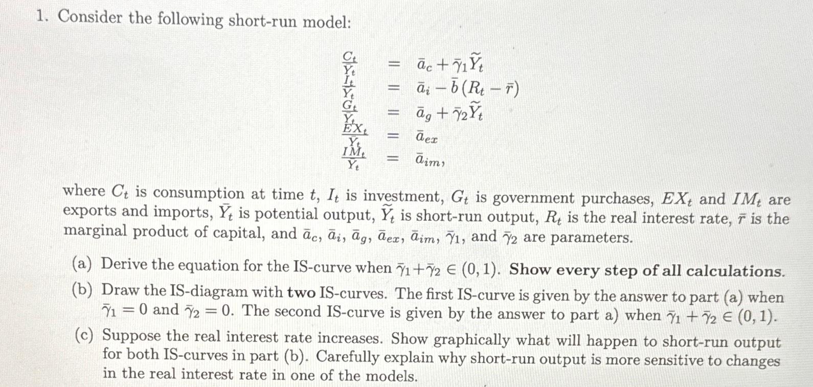 Solved Consider the following short-run | Chegg.com