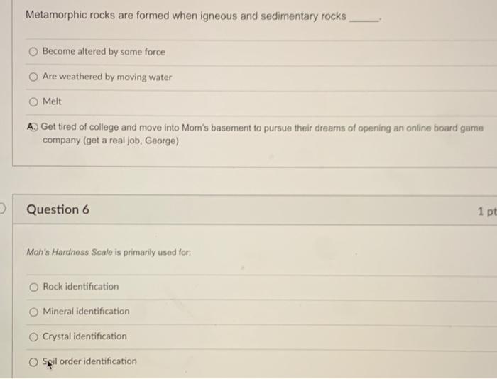 Solved Metamorphic rocks are formed when igneous and | Chegg.com