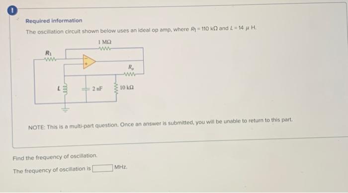 Solved Required Information The Oscillation Circult Shown | Chegg.com