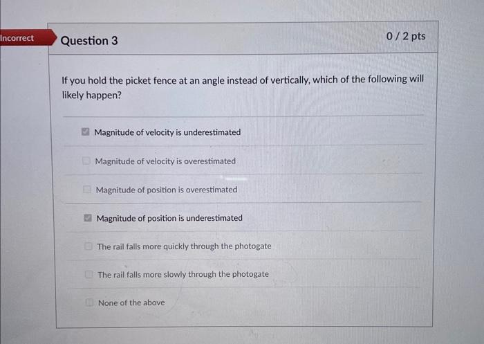 Solved If you hold the picket fence at an angle instead of | Chegg.com