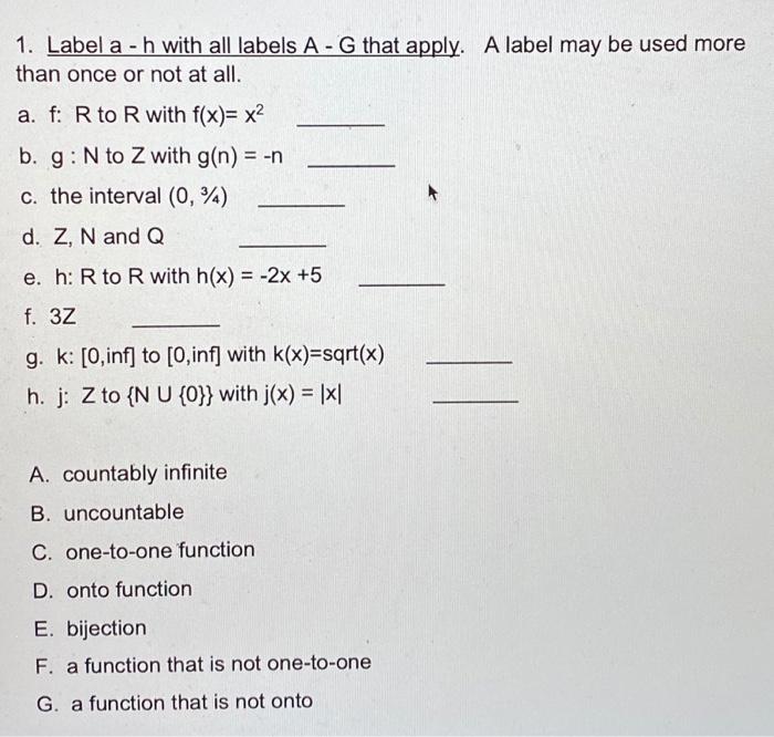 Solved 1 Label A H With All Labels A G That Apply A Chegg Com