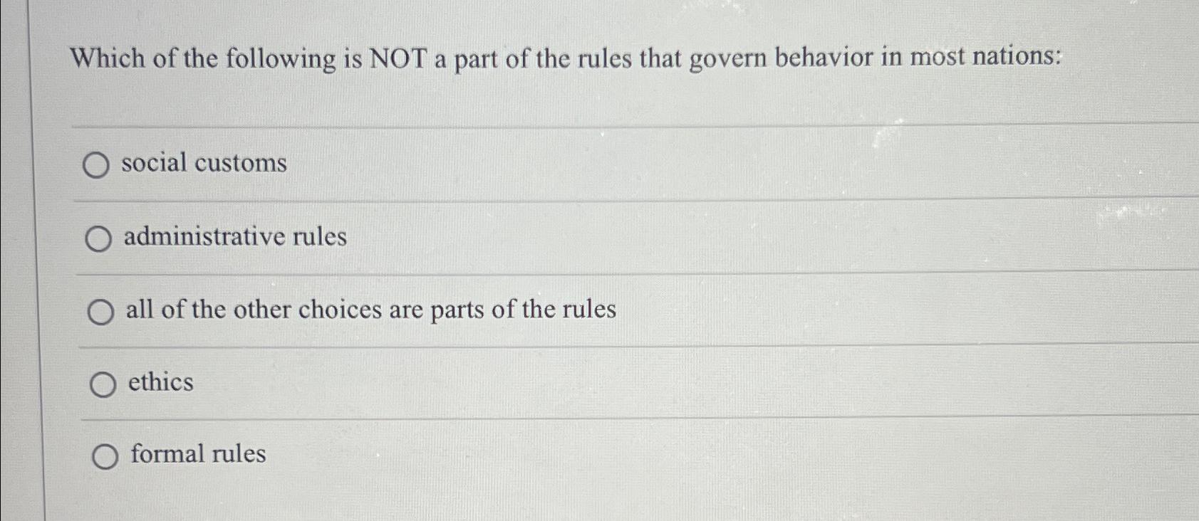 a blank is a set of rules that govern people's behavior