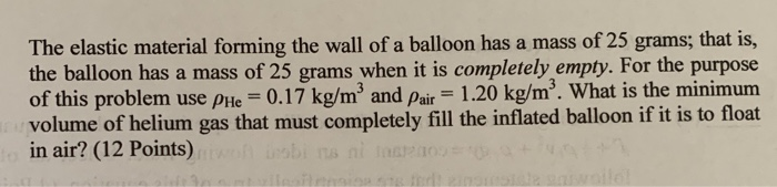 Solved The Elastic Material Forming The Wall Of A Balloon | Chegg.com