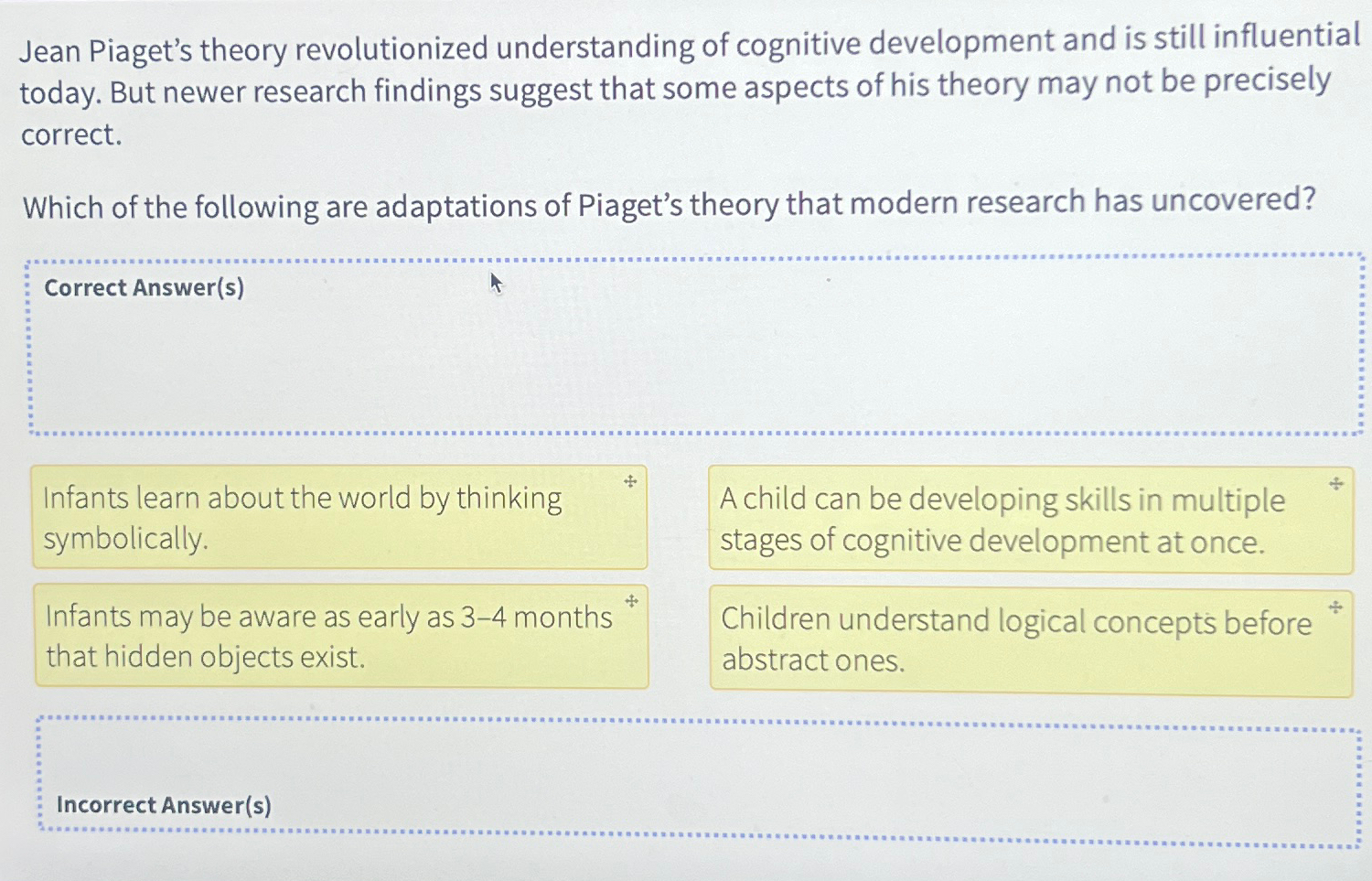 Solved Jean Piaget s theory revolutionized understanding of