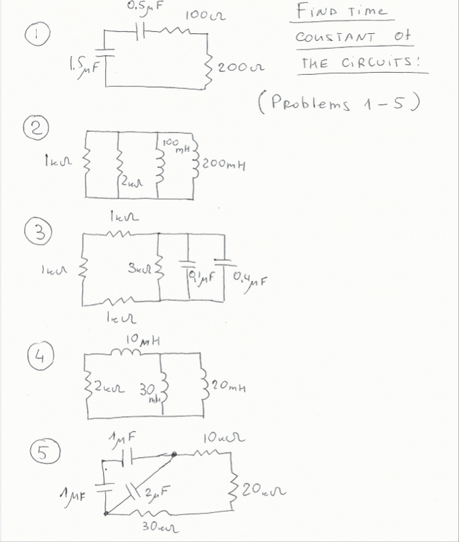 Solved Find time constant of THE CIRCUITS:(Problems | Chegg.com
