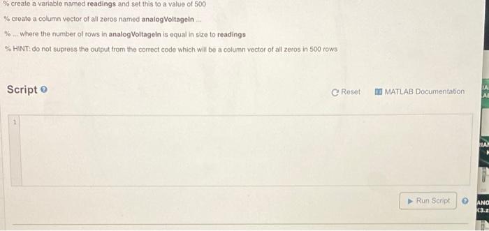 Solved % create a variable named readings and set this to a | Chegg.com