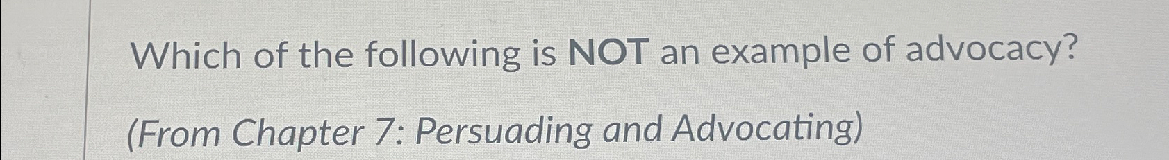 Solved Which of the following is NOT an example of | Chegg.com