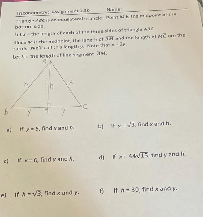 trigonometry assignment 1.30 answer key