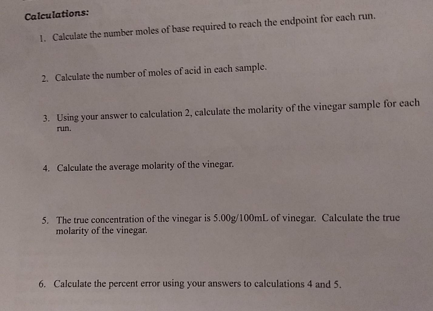Solved Molarity of Vinegar Experiment Monday 11/08/2021,
