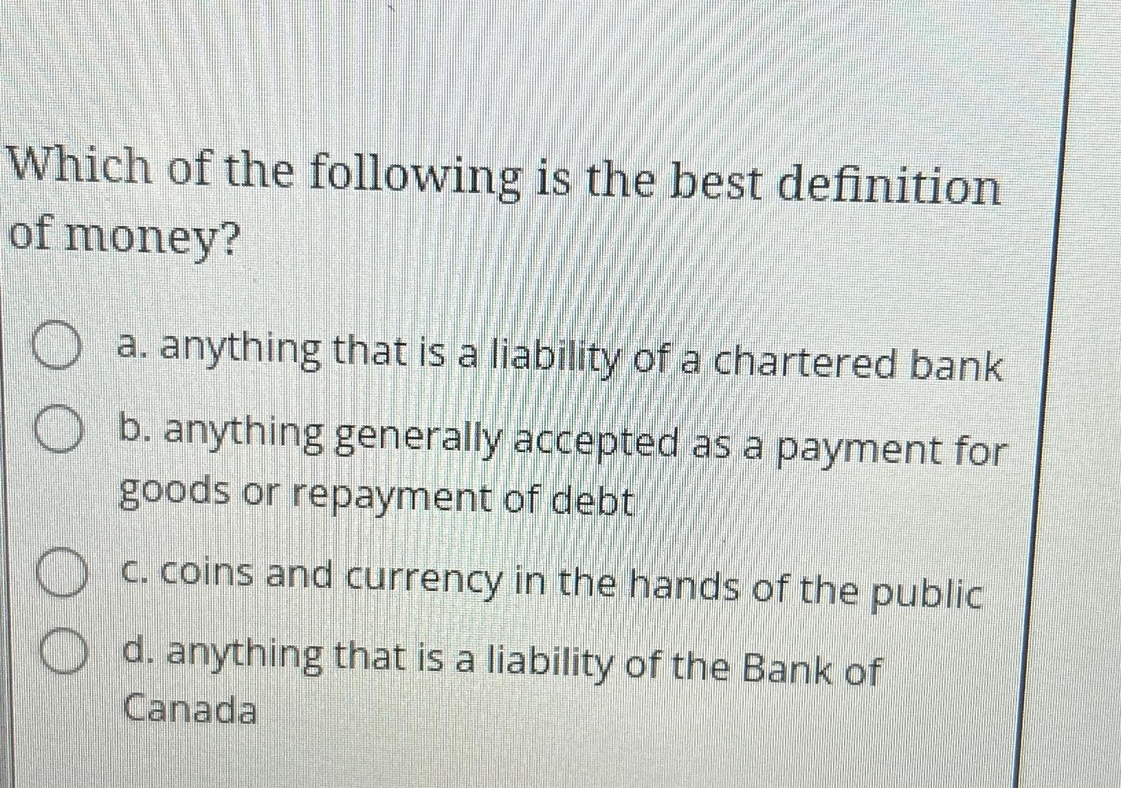 Solved Which of the following is the best definition of | Chegg.com