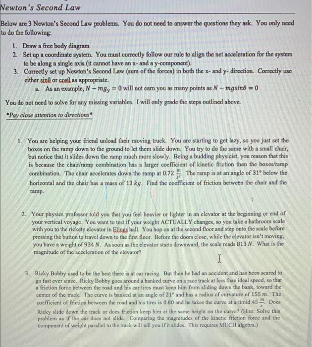 Solved Newton's Second Law Below are 3 Newton's Second Law | Chegg.com