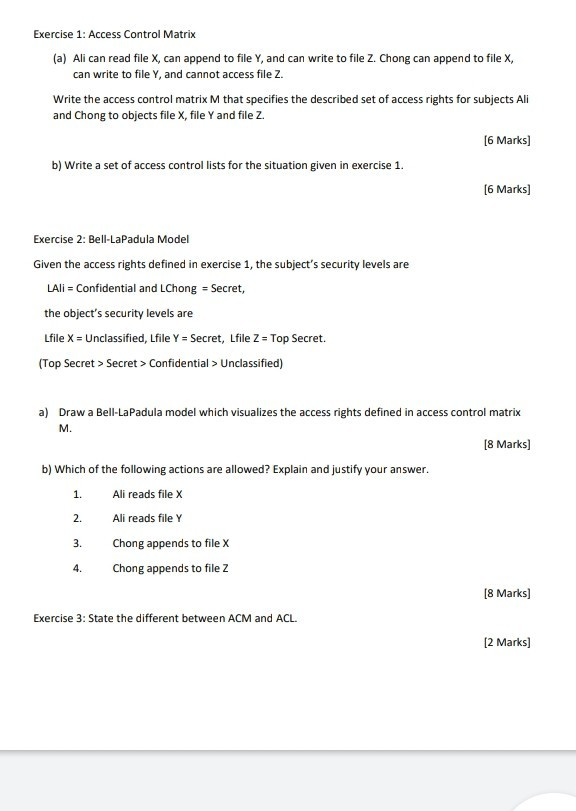 Solved Exercise 1: Access Control Matrix (a) All can read | Chegg.com