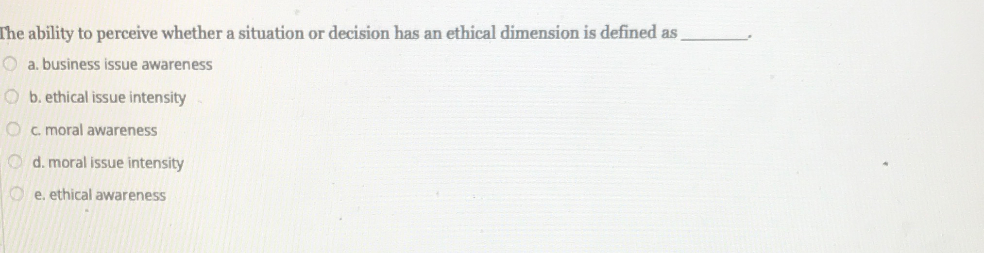 Solved The ability to perceive whether a situation or | Chegg.com
