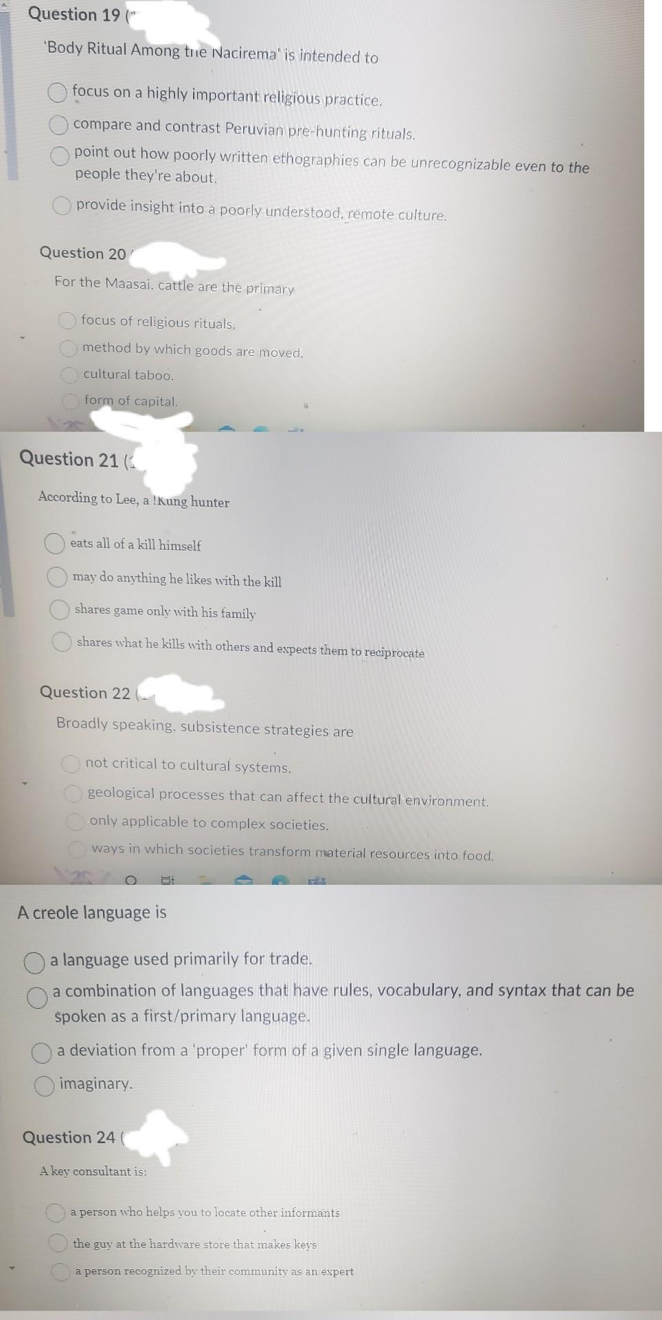 Question 19 (" 'Body Ritual Among trie Nacirema' is