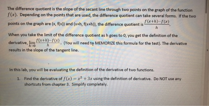 Solved The difference quotient is the slope of the secant | Chegg.com