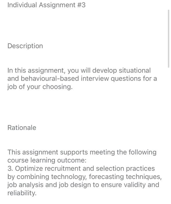 Individual Assignment #3 Description In this | Chegg.com