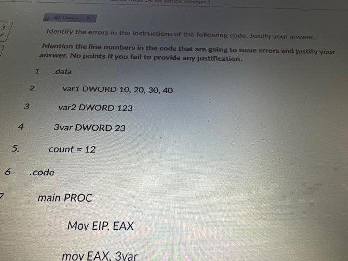 Solved Identify the errors in the instructions of the | Chegg.com