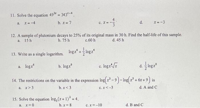 solve 49 * 7 x =( 343 1 3